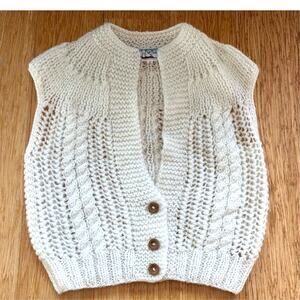 VTG 80s Contempo Casuals Acrylic Chunky Knit Vest Women's S Snow White